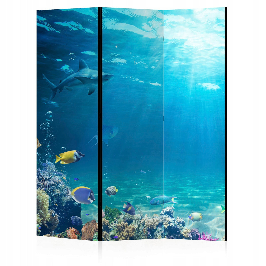 Dekoratīvs vienpusējs aizslietnis, 135x172, Zemūdens pasaule, Tropiskie zivtiņi un haizivs L-ART