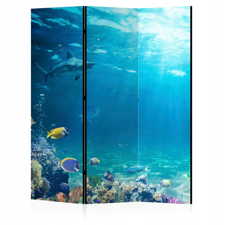 Dekoratīvs vienpusējs aizslietnis, 135x172, Zemūdens pasaule, Tropiskie zivtiņi un haizivs L-ART