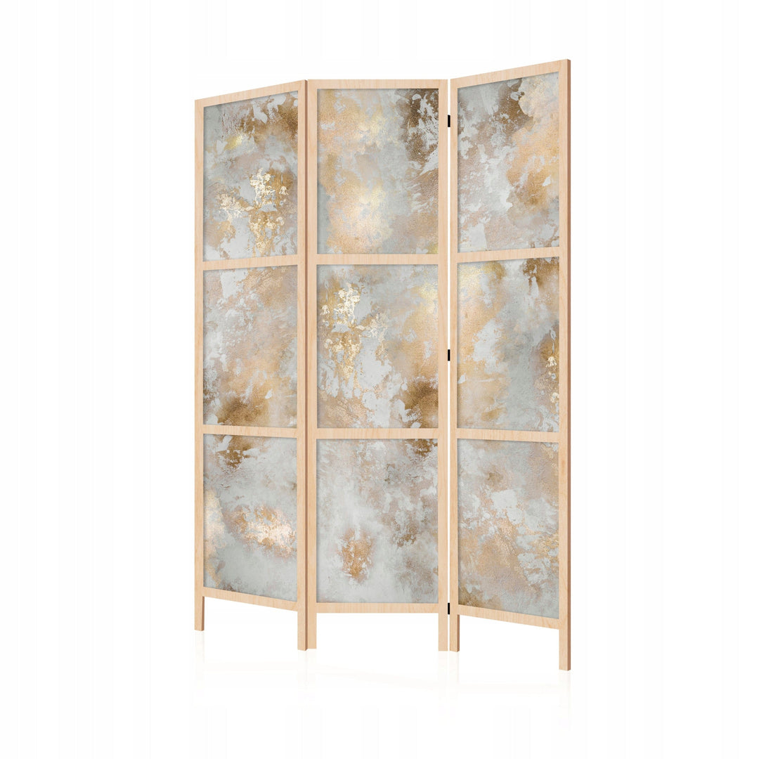 Moderns telpas dalītājs ar betona un zelta tekstūru L-ART