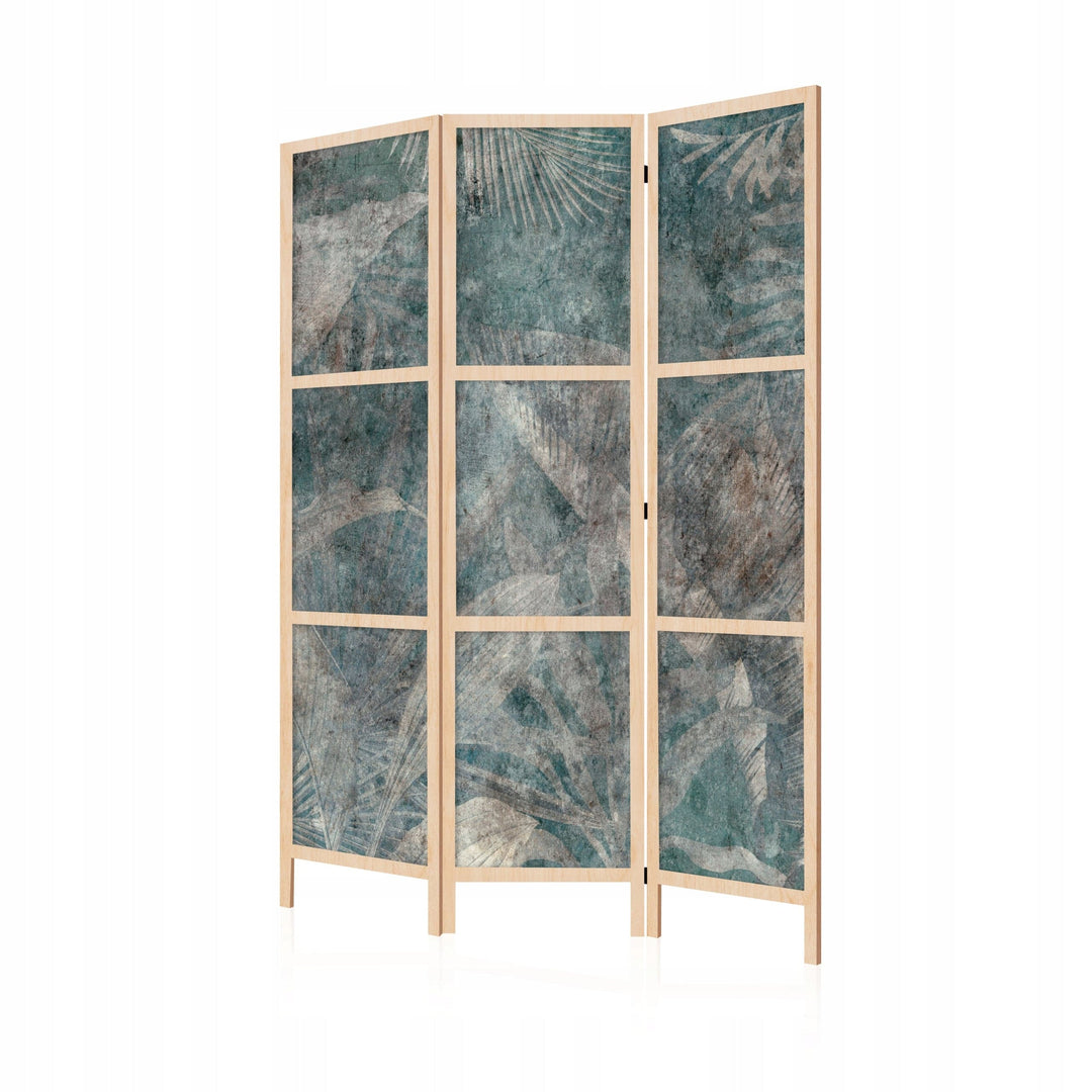 Dekoratīvs vienpusējs japāņu aizslietnis 135x172, Palmu lapas uz tumša zilganzaļa fona L-ART