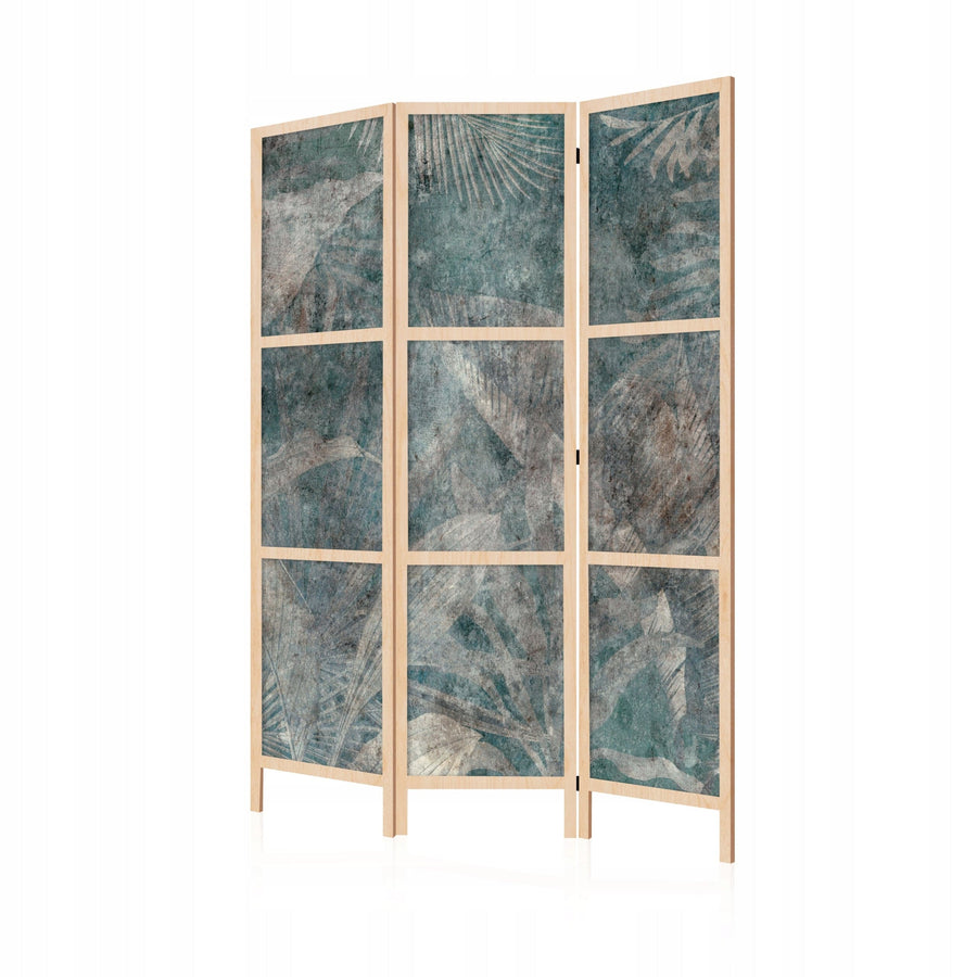 Dekoratīvs vienpusējs japāņu aizslietnis 135x172, Palmu lapas uz tumša zilganzaļa fona L-ART