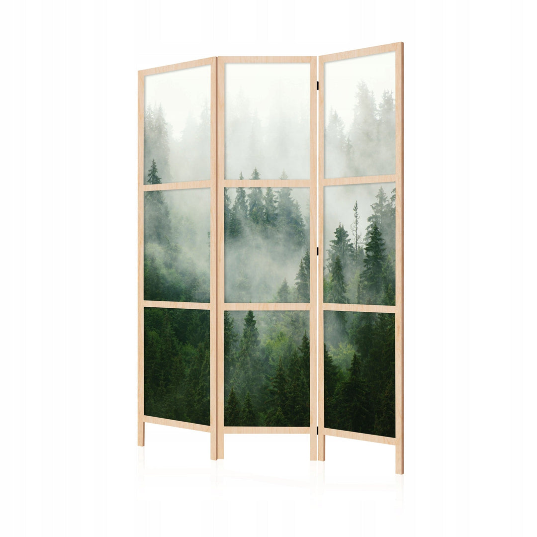 Dekoratīvs vienpusējs japāņu aizslietnis 135x172, Rīts kalnu mežā (zaļā krāsā) L-ART