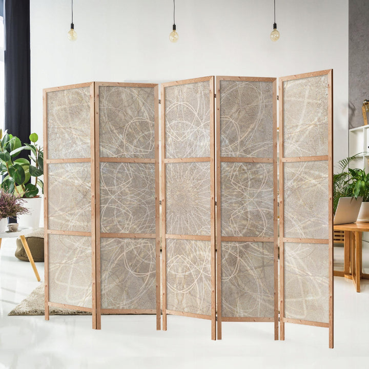 Dekoratīvs vienpusējs japāņu aizslietnis 225x172, Ģeometriskais mandalas raksts siltos toņos L-ART