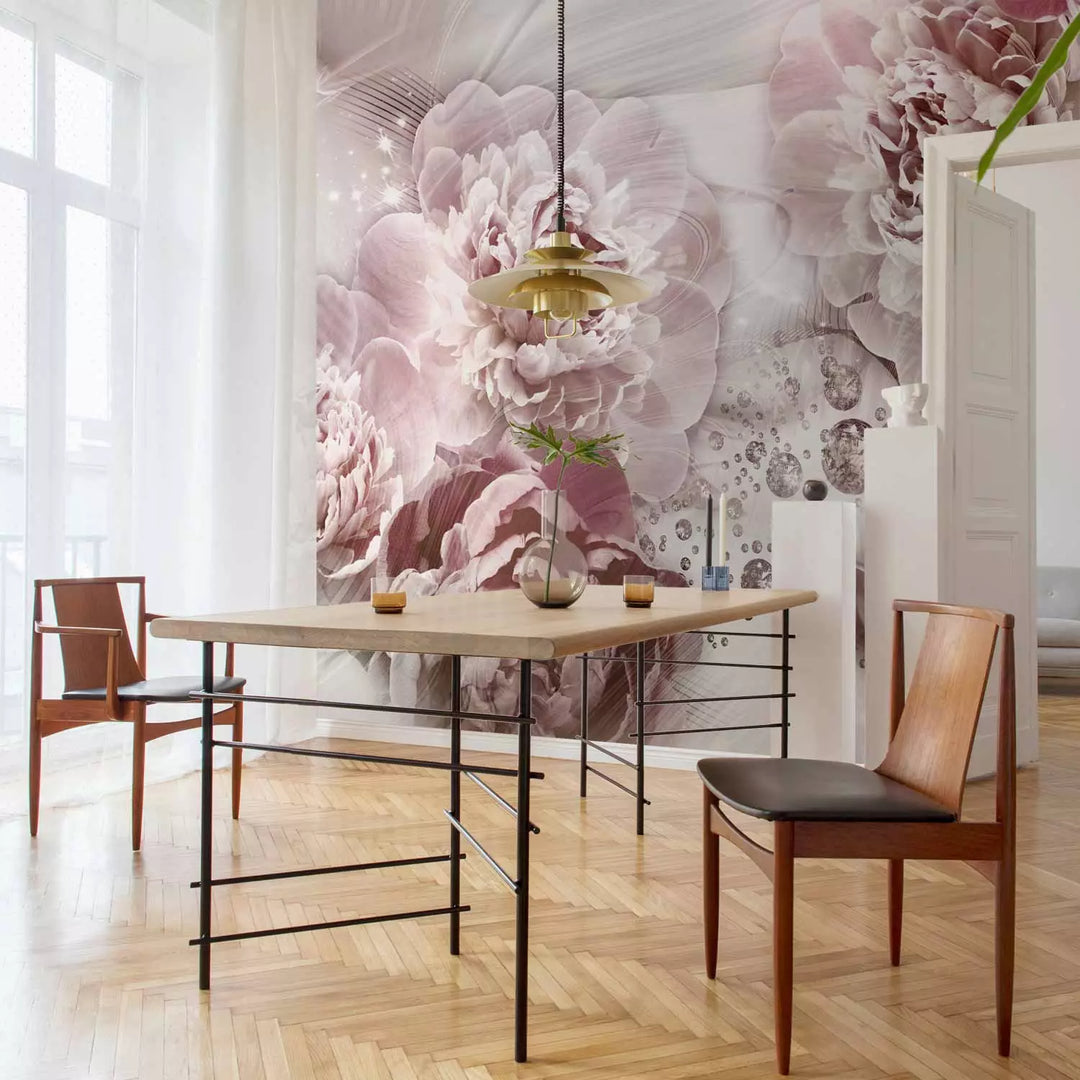 Valokuvatapetti liljojen kanssa - Koostumus pionien kanssa, 134549