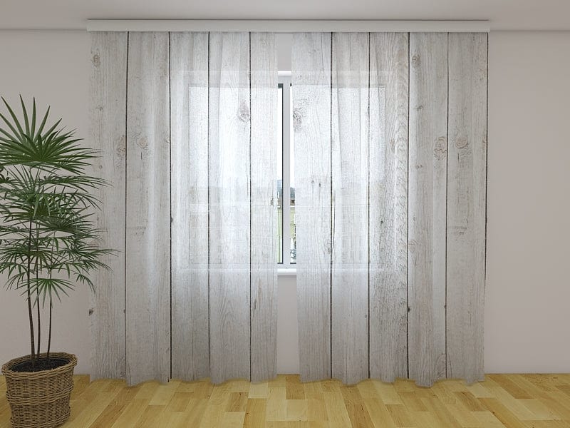 Dieninės ir naktinės užuolaidos - Šviesiai pilkos medinės lentos Skaitmeninė tekstilė