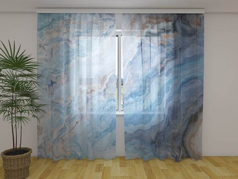 Päivä- ja yöverhot - Hieno sininen marmori Digitaalinen tekstiili