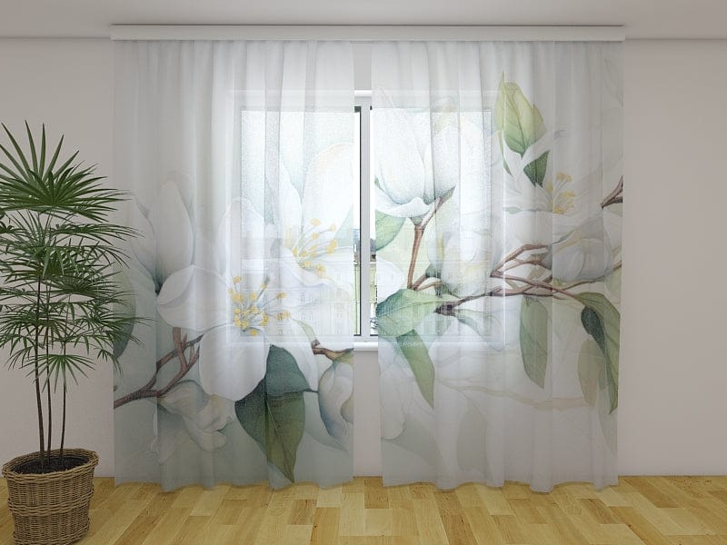 Day and night curtains - Jasmine branch in watercolour Digital Textile