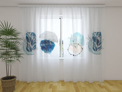 Day and night curtains - Fine patterns in blue Digital Textile