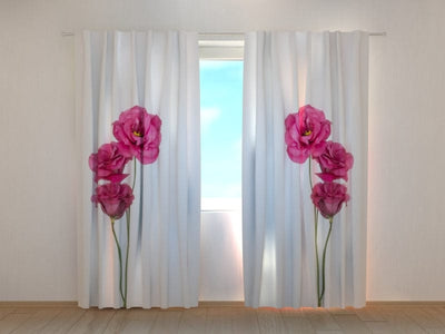 Day and night curtains - Captivating lisianthus flowers on white background Digital Textile