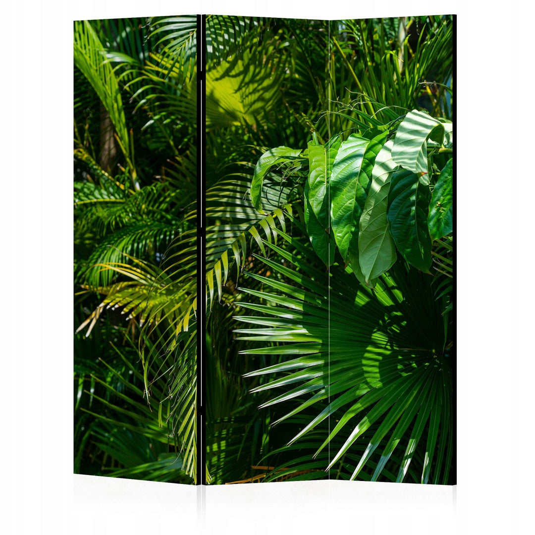 Divpusējs aizslietnis, 135x172, tropu augu un palmu lapu motīvs zaļā krāsā L-ART