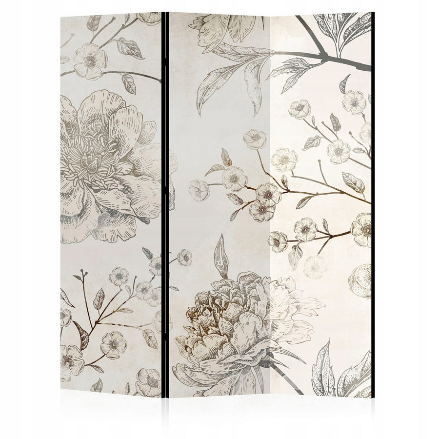 Divpusējs aizslietnis, 135x172, Vintažas peonijas uz gaiša fona L-ART