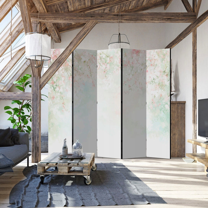 Divpusējs aizslietnis, 225x172, ķiršu ziedu motīvu gaišos toņos L-ART