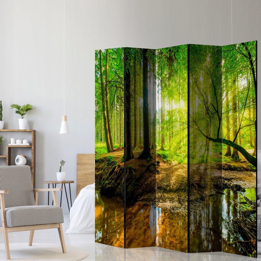 Divpusējs aizslietnis, 225x172, Rīts saulainā mežā L-ART