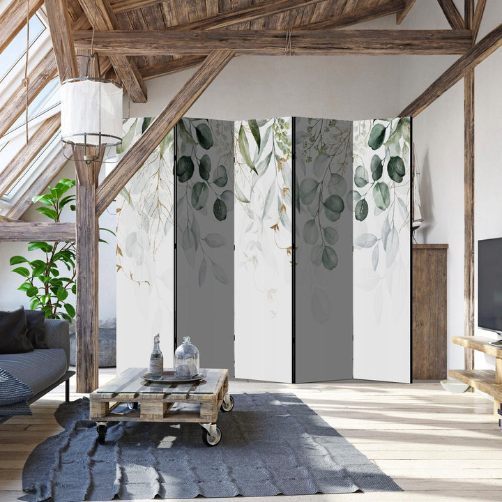 Divpusējs aizslietnis, 225x172, zaļas lapas uz balta fona L-ART