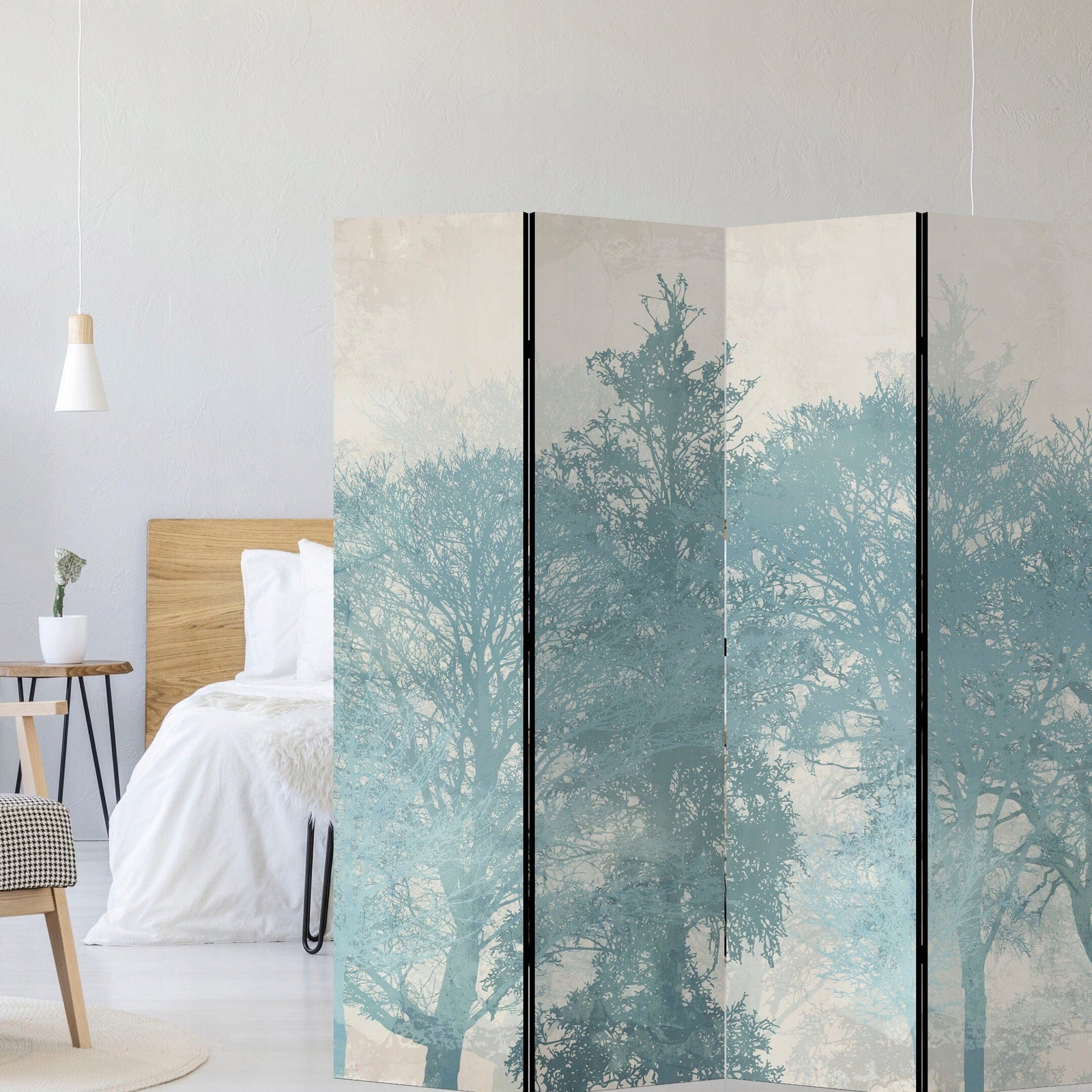 Divpusējs aizslietnis, Rīta miers – dūmakaini zilos toņos, 225x172 L-ART