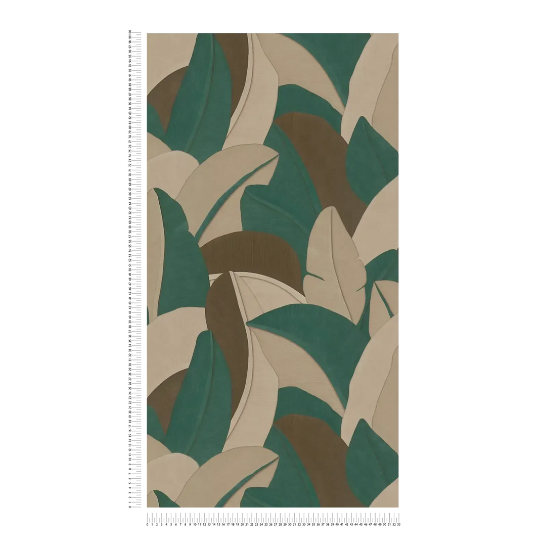 Dizaina tapetes ar stilizētām lapu formām un faktūru - bēša, brūna AS Creation