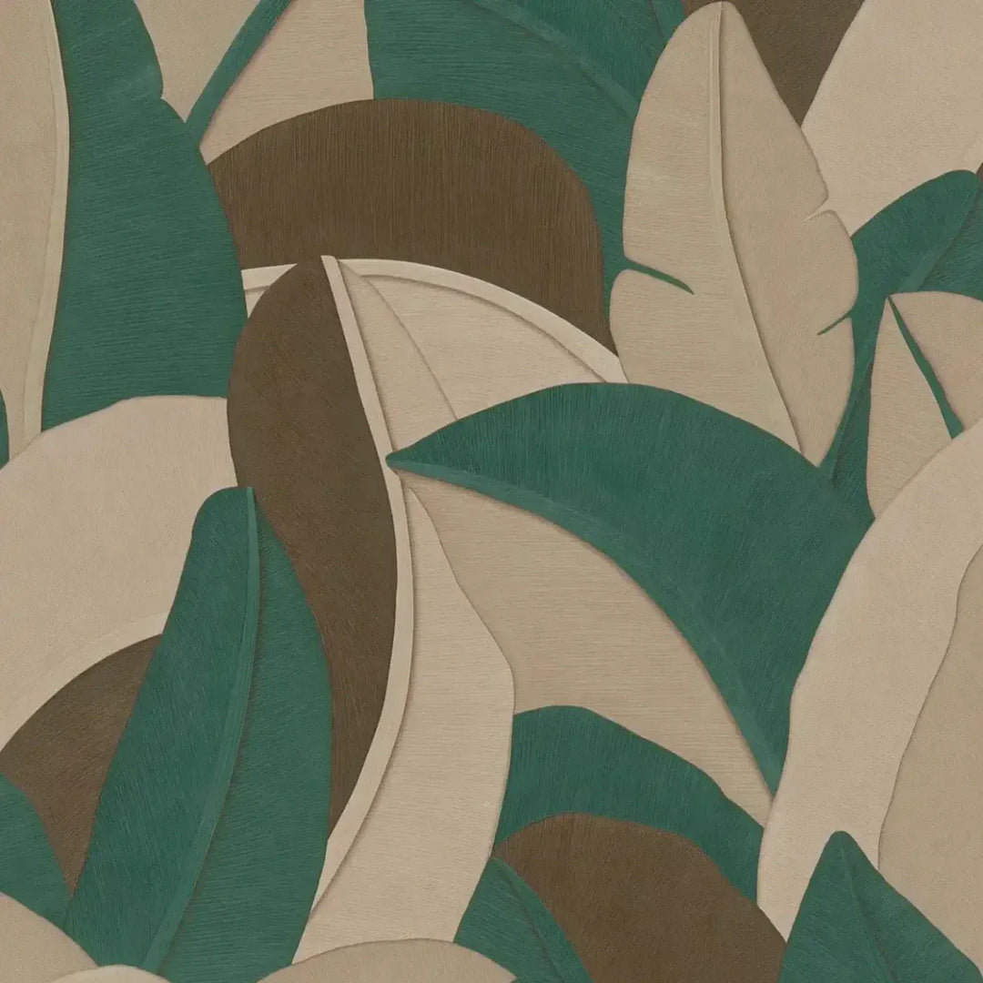 Dizaina tapetes ar stilizētām lapu formām un faktūru - bēša, brūna AS Creation