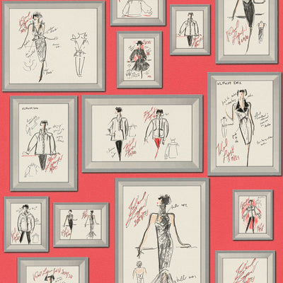 Dizaina tapetes Karl Lagerfeld sarkanā krāsā, 1343136 AS Creation