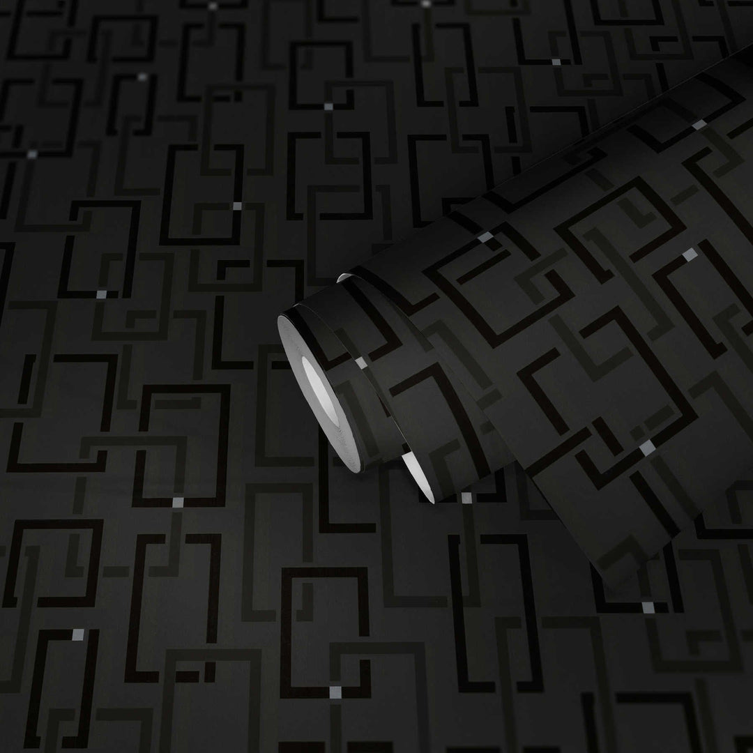 Dizaina tapetes retro stilā ar 3D efektu, melnā - 702172 AS Creation