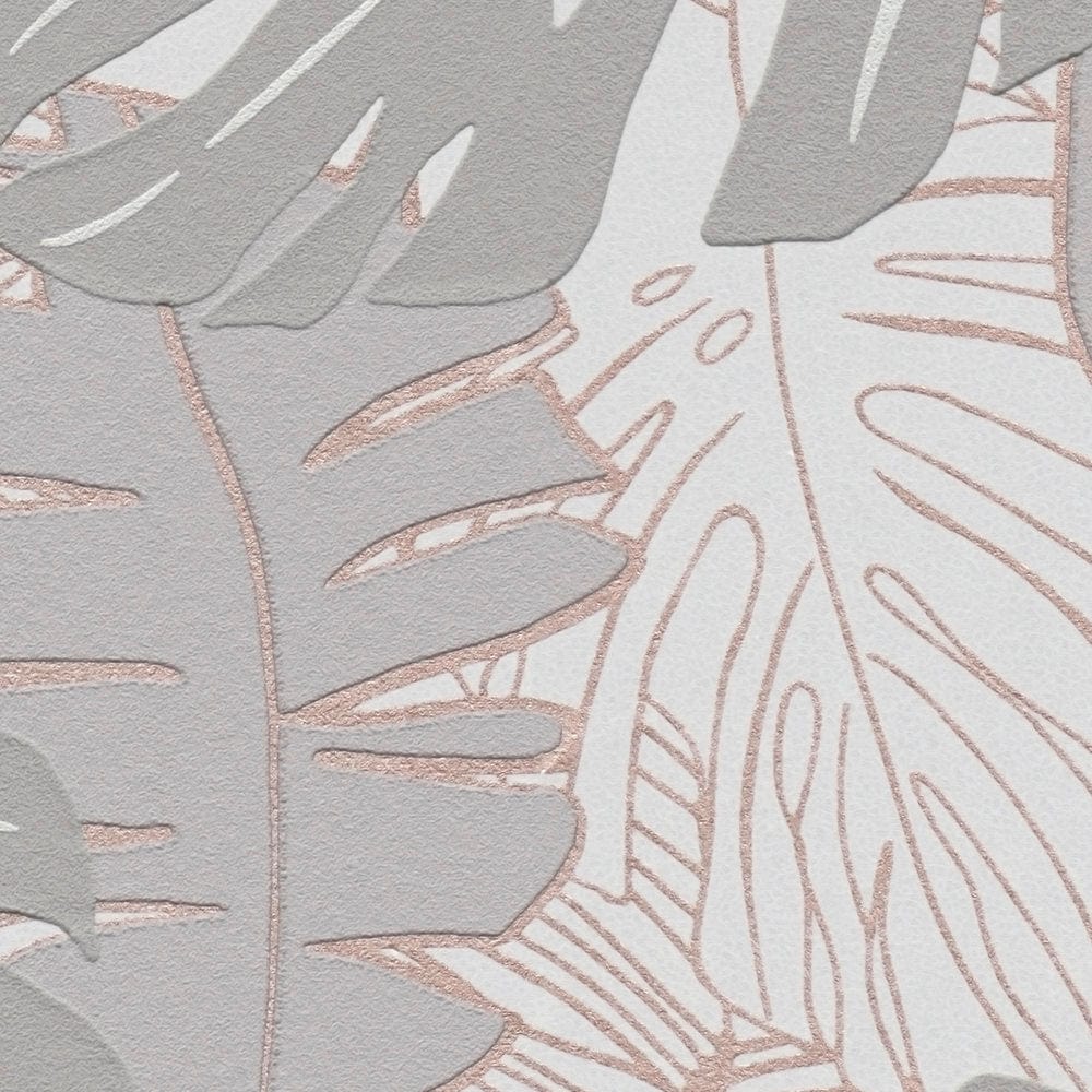 Džungļu tapetes ar banānu lapām: silti pelēkā krāsā, 389053 AS Creation