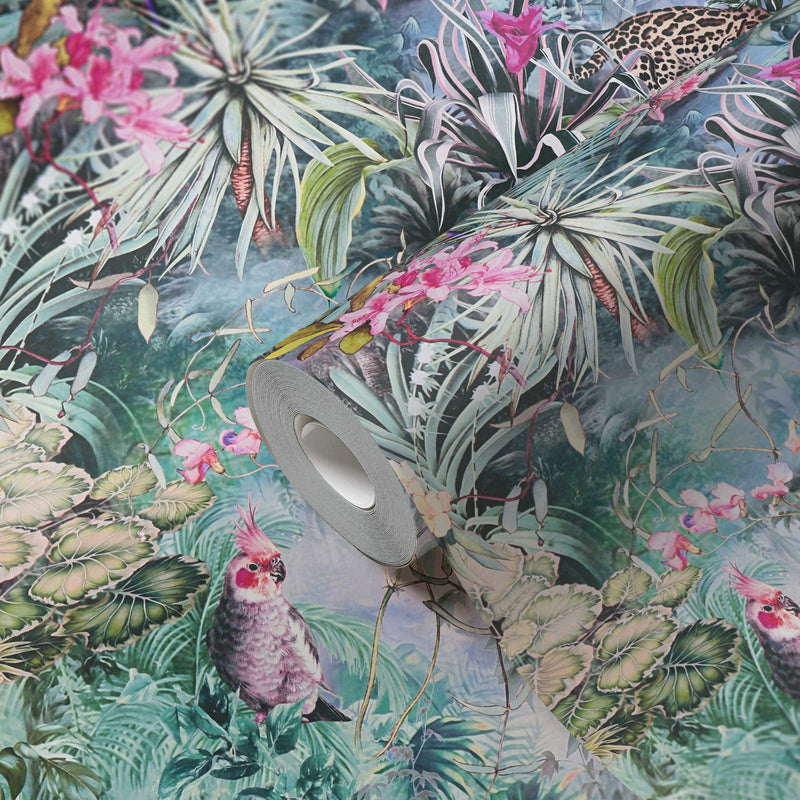 Džungļu tapetes ar dzīvniekiem un augiem akvareļu tehnikā, 1351537 AS Creation