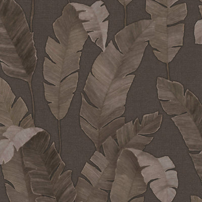 Jungle wallpaper with light shiny palm leaves - brown, 1375766 AS Creation