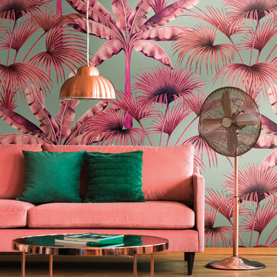 Jungle wallpaper with colourful pattern in pink, 1375231 AS Creation