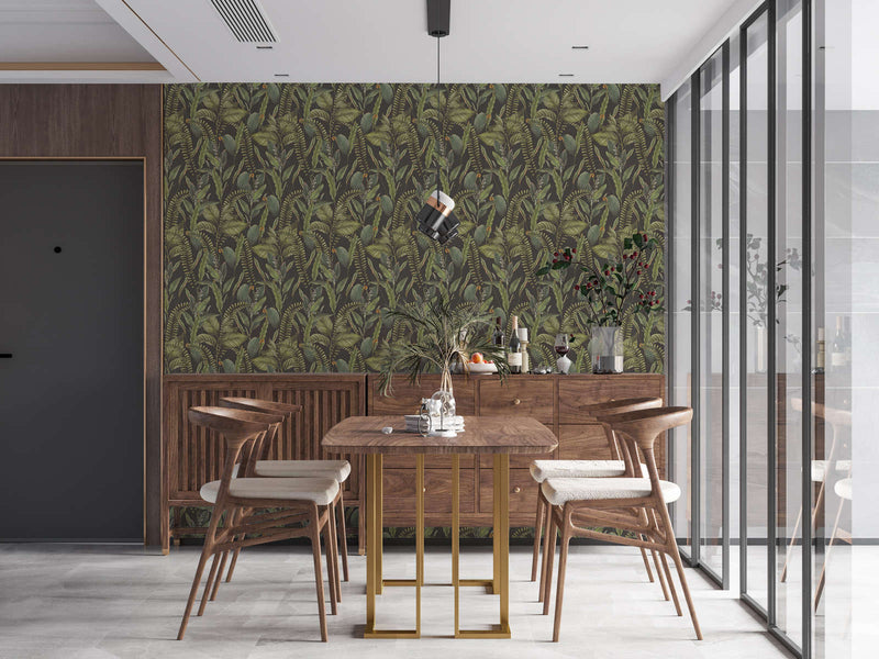 Jungle wallpaper with leaves and flowers, textured and matt, 1401623 AS Creation