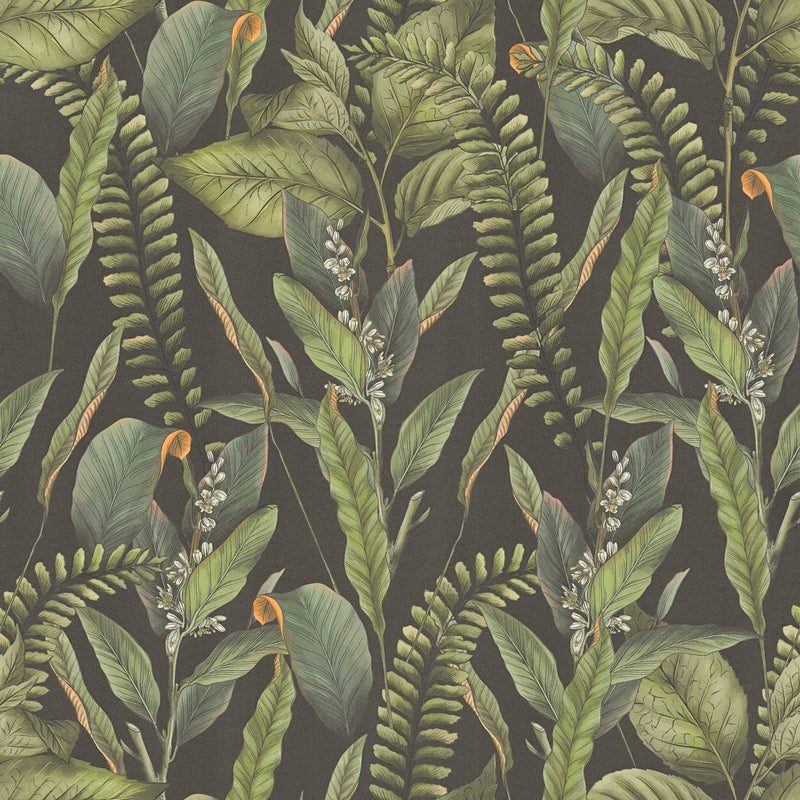 Jungle wallpaper with leaves and flowers, textured and matt, 1401623 AS Creation