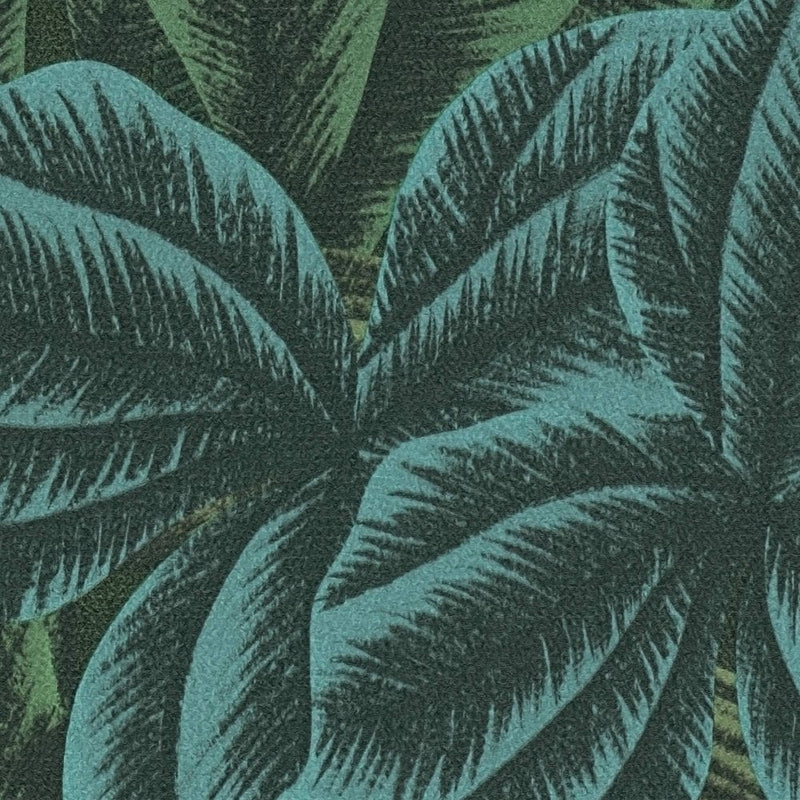 Обои "Джунгли" с тропическим рисунком листьев зеленого цвета, 1376040 AS Creation