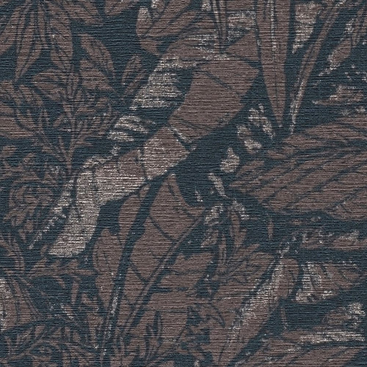 Džungļu tapetes ar vieglu tekstūru melnā krāsā, AS CREATION, 395605 AS Creation