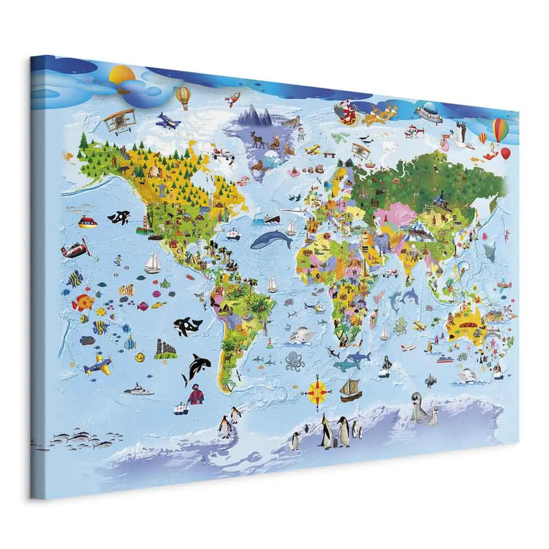 Kanva ar bērnu pasaules karti - Krāsaini ceļojumi (x1), 97574