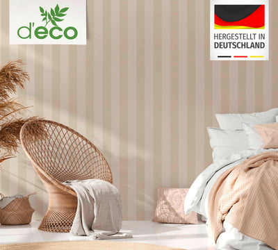 Eco-friendly striped wallpaper, PVC-free: beige - 1363134 AS Creation