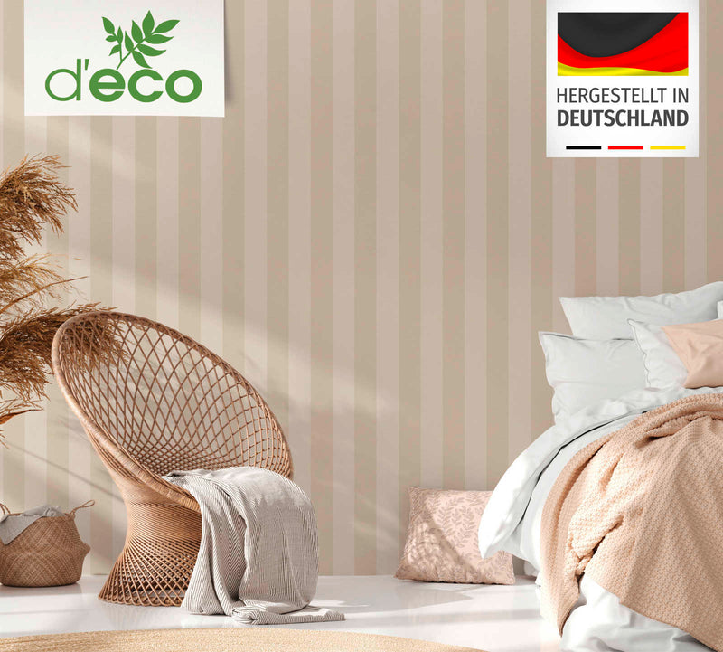 Eco-friendly striped wallpaper, PVC-free: beige - 1363134 AS Creation