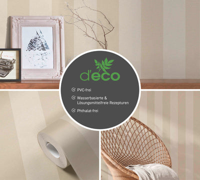 Eco-friendly striped wallpaper, PVC-free: beige - 1363134 AS Creation