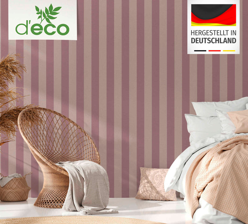 Ecological striped wallpaper, PVC-free: purple- 1363136 AS Creation