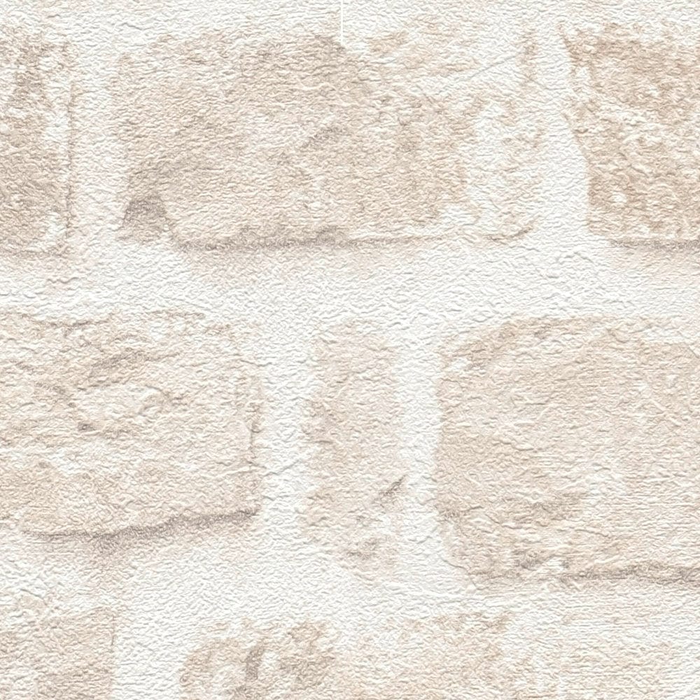 Ekoloģiskas tapetes ar dabīgā akmens rakstu gaiši bēšā krāsā, 386373 AS Creation