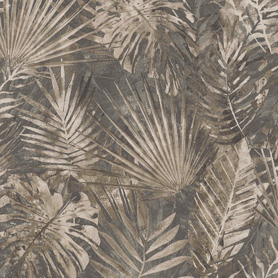 Eco-friendly jungle leaf wallpaper, PVC-free, brown - 1362517 AS Creation