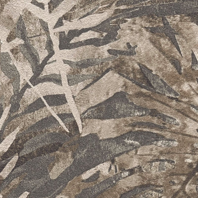 Eco-friendly jungle leaf wallpaper, PVC-free, brown - 1362517 AS Creation