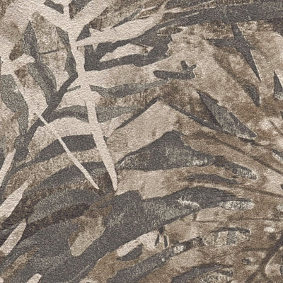 Ekoloģiskas tapetes ar džungļu lapām, bez PVH, brūnā - 1362517 AS Creation
