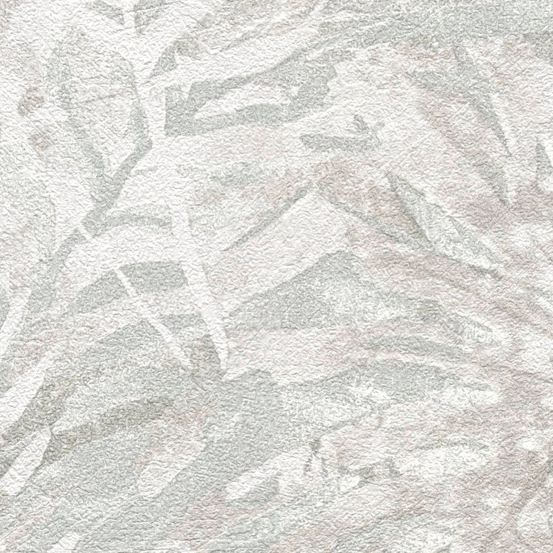 Eco-friendly wallpaper with jungle leaves, PVC-free, light grey - 1362520 AS Creation