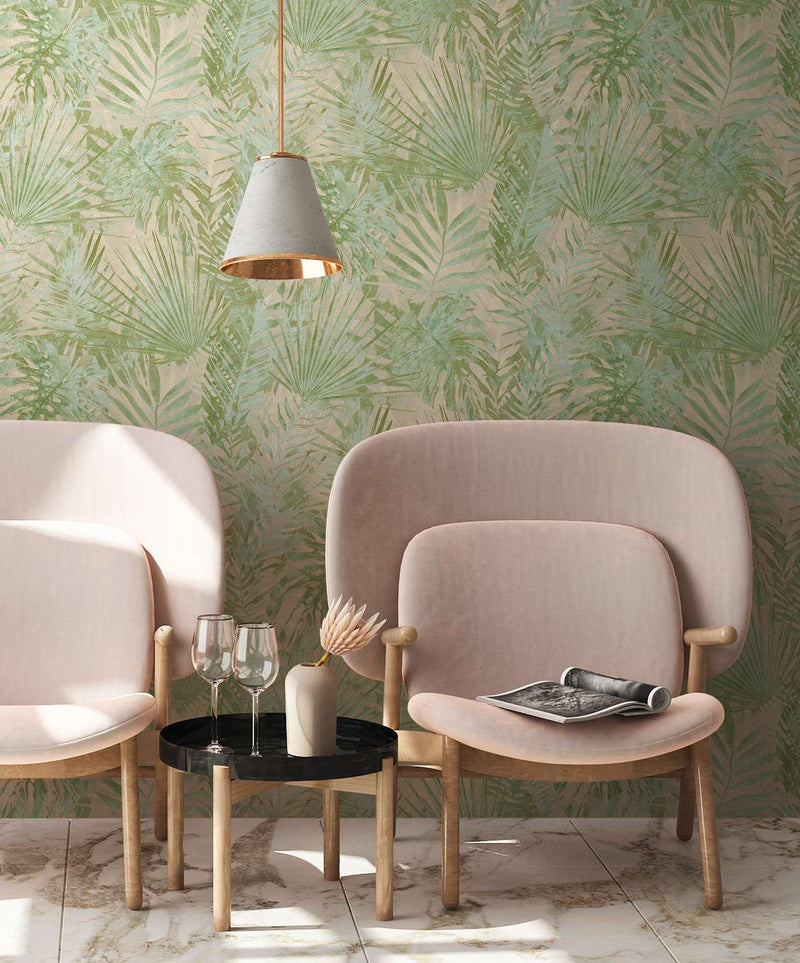 Eco-friendly wallpaper with jungle leaves, without PVC, green - 1362515 AS Creation