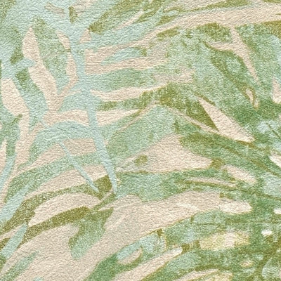 Eco-friendly wallpaper with jungle leaves, without PVC, green - 1362515 AS Creation