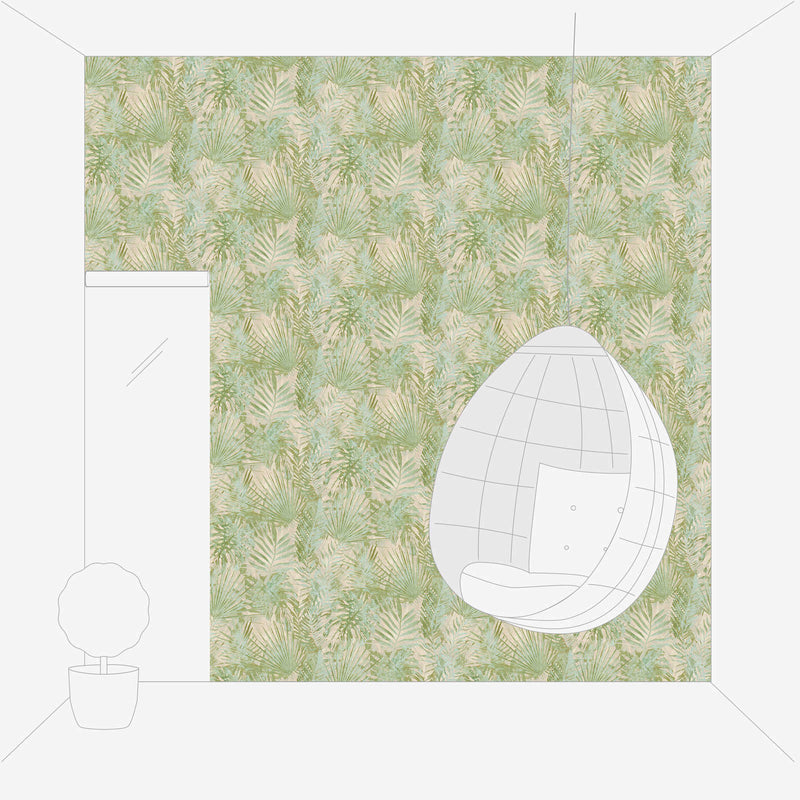 Eco-friendly wallpaper with jungle leaves, without PVC, green - 1362515 AS Creation