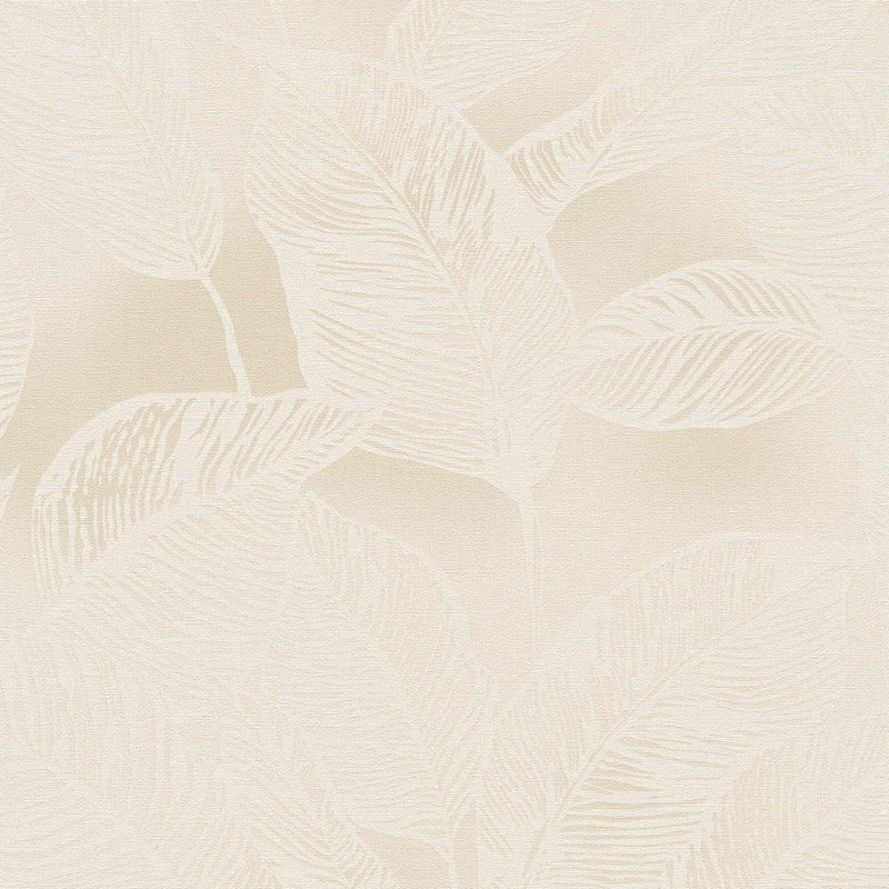 Eco-friendly wallpaper with leaf pattern, without PVC: beige, 1363111 AS Creation