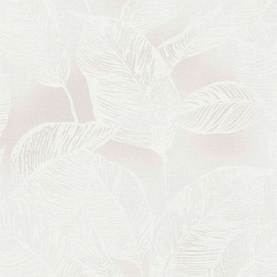 Eco-friendly wallpaper with leaf pattern, PVC-free: grey, white, 1363110 AS Creation