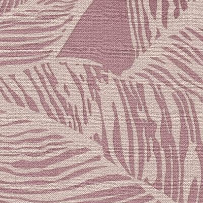 Ekologiški tapetai su lapų raštu, be PVC: rožinė, kreminė, 1363112 AS Creation
