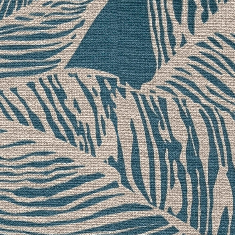Ekologiški tapetai su lapų raštu, be PVC: mėlyni, 1363107 AS Creation