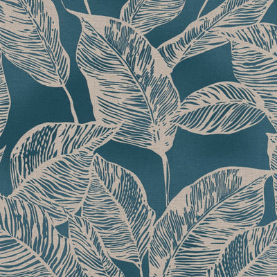 Eco-friendly wallpaper with leaf pattern, PVC-free: blue, 1363107 AS Creation