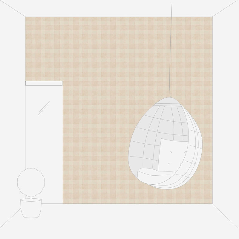 Eco-friendly wallpaper with a plaid pattern and linen look, without PVC: beige, 1363123 AS Creation